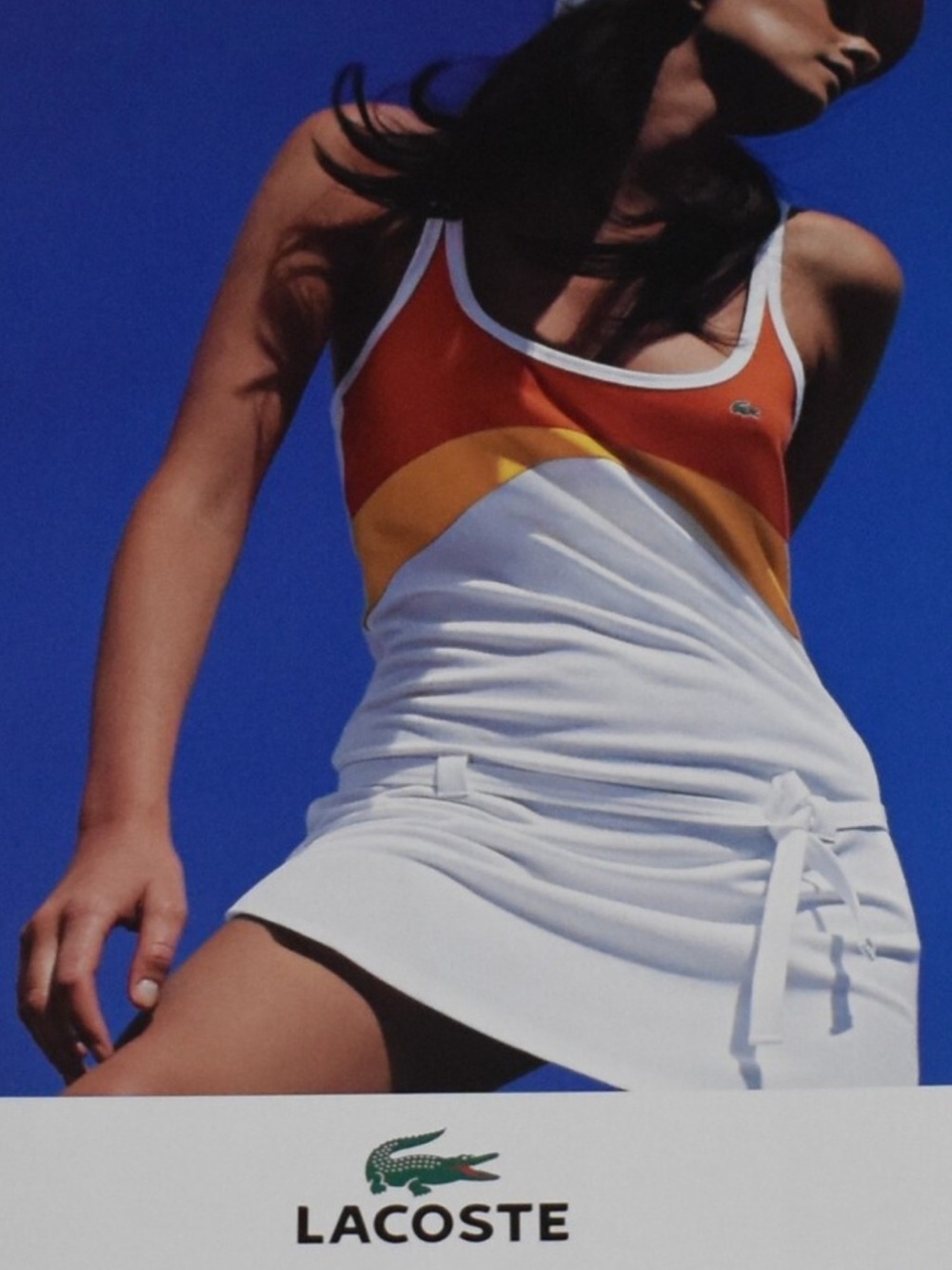 Lacoste White Tank Dress with Orange and Yellow Panels